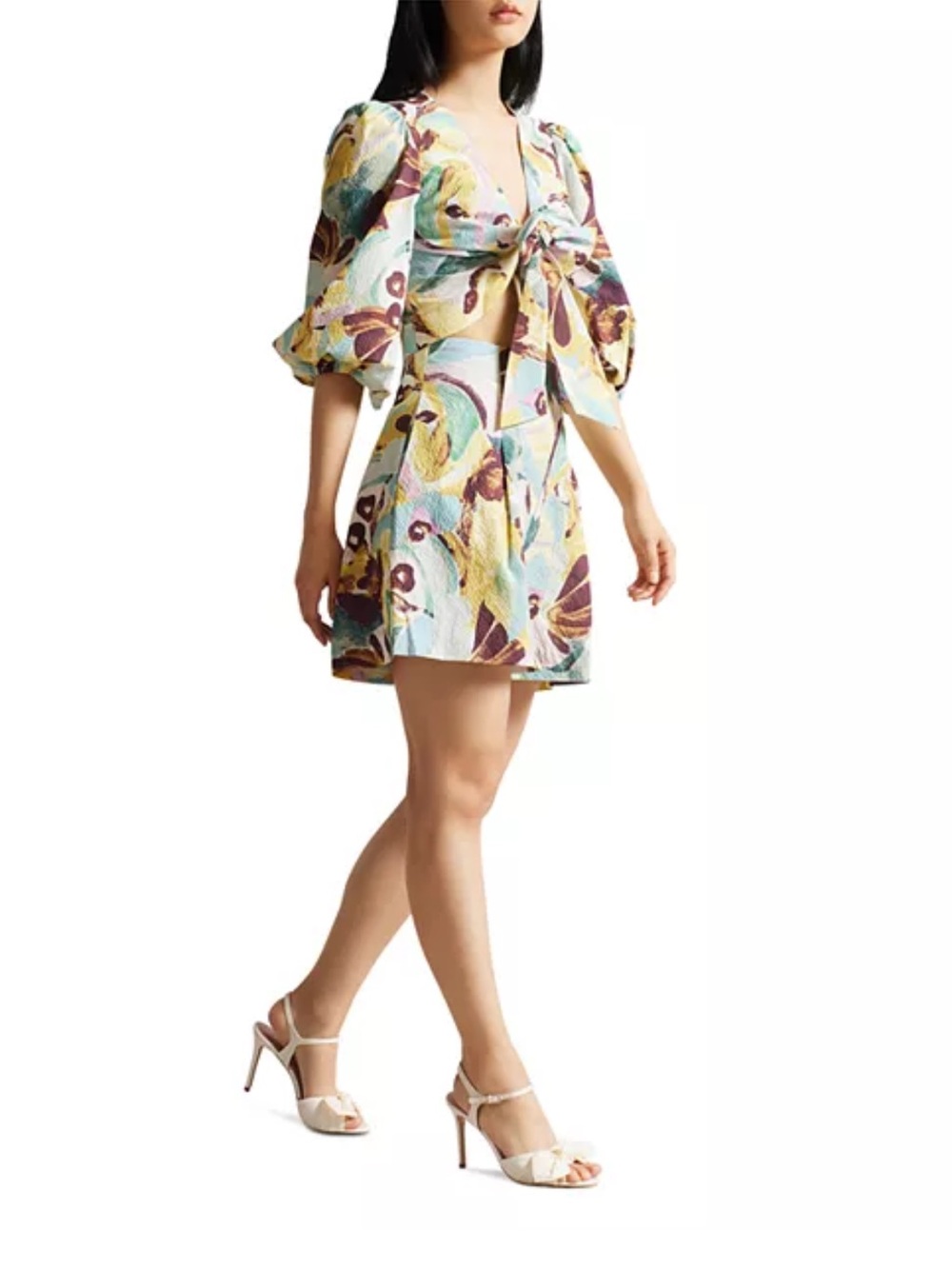 Ted Baker Multicolor Pastel Floral Tie-Front blouse